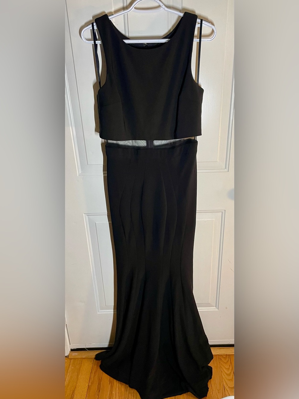 Betsy & Adam Black Illusion Cutout Mermaid Formal Gown Dress Size 12